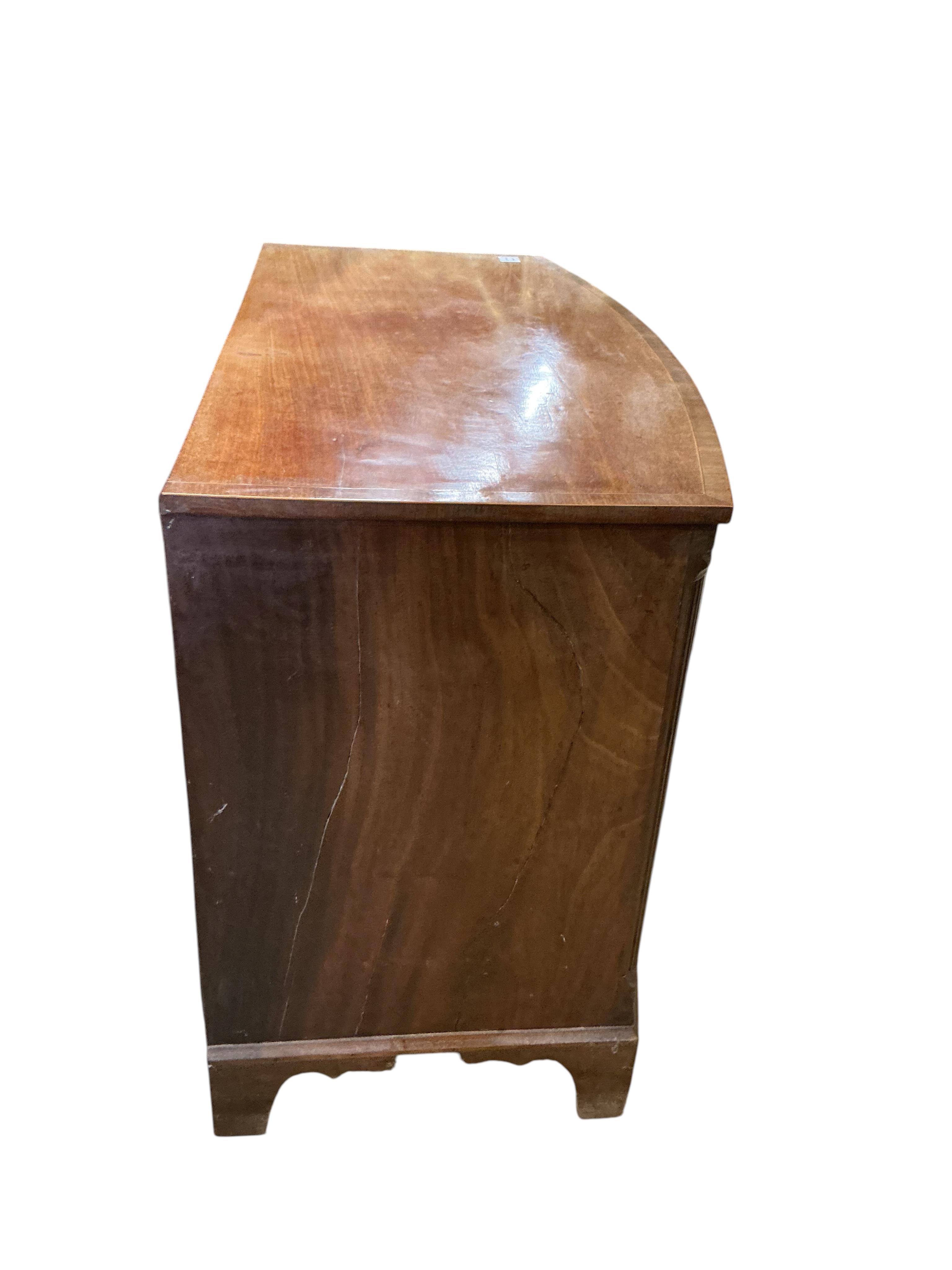 A Regency mahogany four drawer bowfront chest, with ivory escutcheons, width 106cm, depth 53cm, height 76cm CITES Submission reference, L1WCNUFE